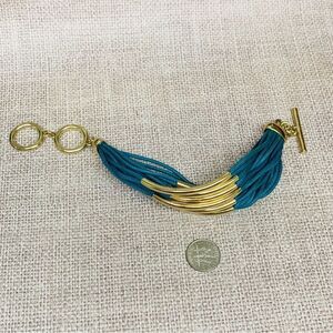Gold‎ Teal Multistrand Cord Tube Bracelet